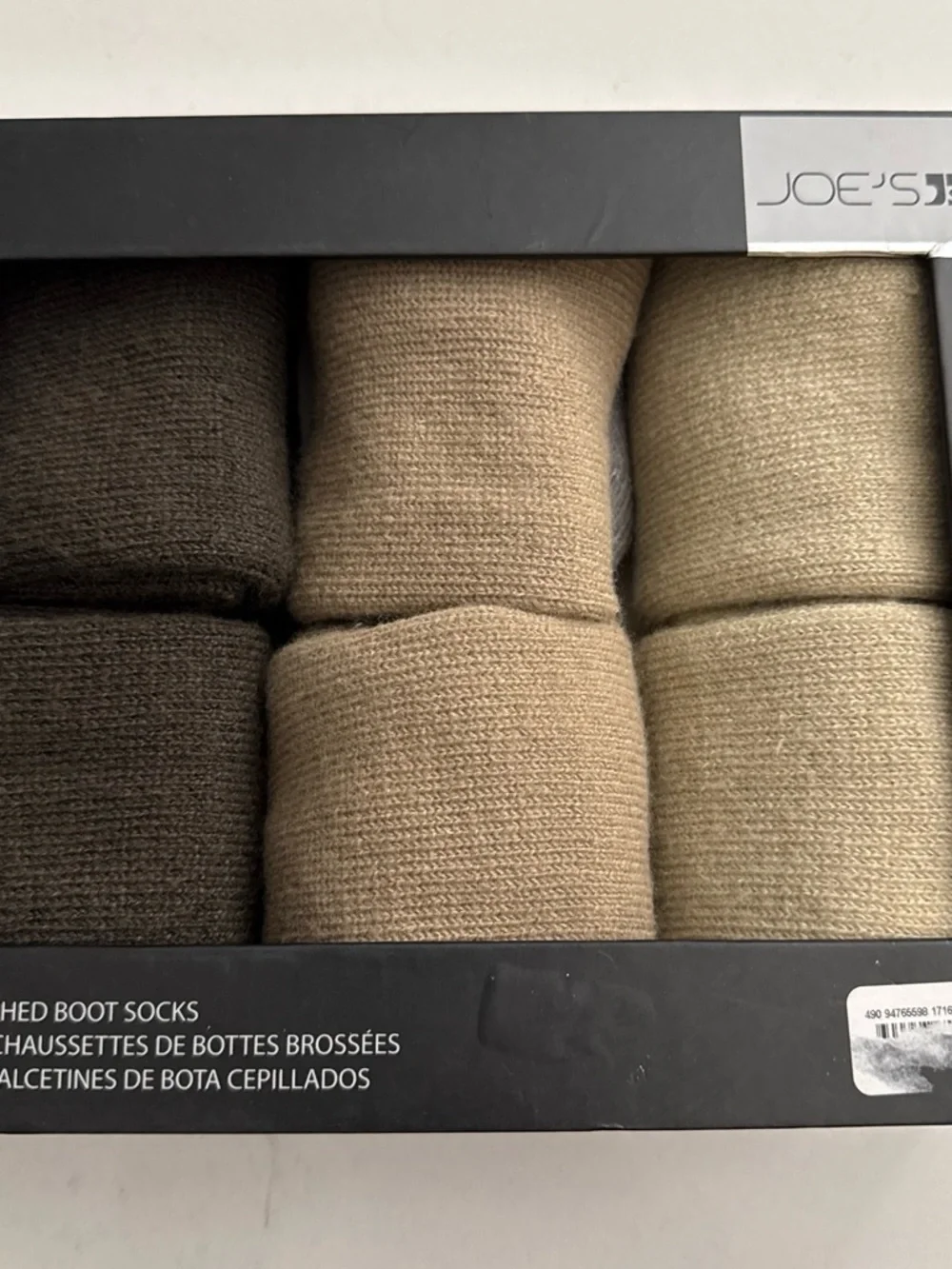 NIB Joe's Brushed Boot Socks - 3 pair Brown & Tan Mix one size